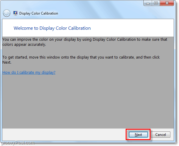 Windows 7 prikaže dobrodošlo okno za umerjanje barv