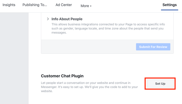 Uporabite Google Tag Manager s Facebookom, korak 9, nastavite svoj vtičnik za klepet za stranke Facebook