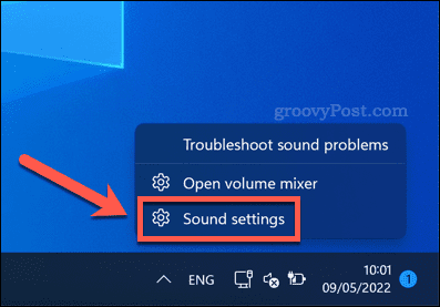 Odprite nastavitve zvoka v sistemu Windows 11