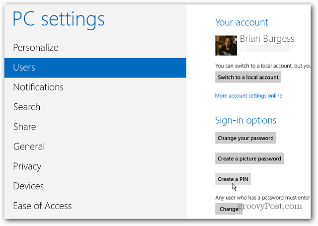 Windows 8: ustvarite številko PIN za prijavo