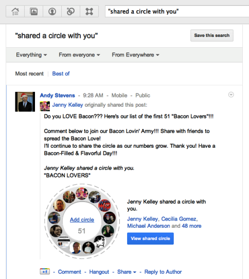 google + začetek 5 skupnih krogov