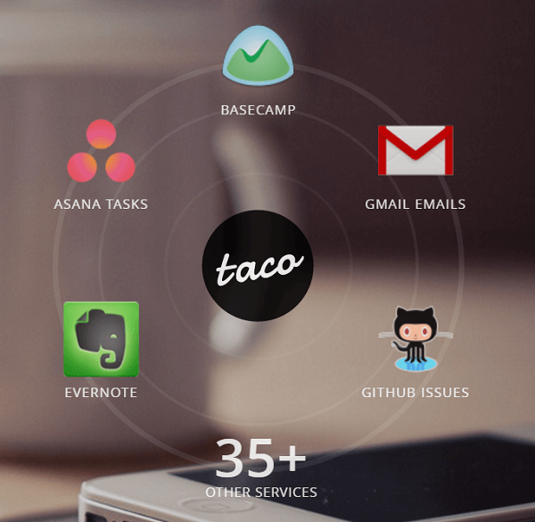 Vse svoje storitve povežite z aplikacijo Taco.
