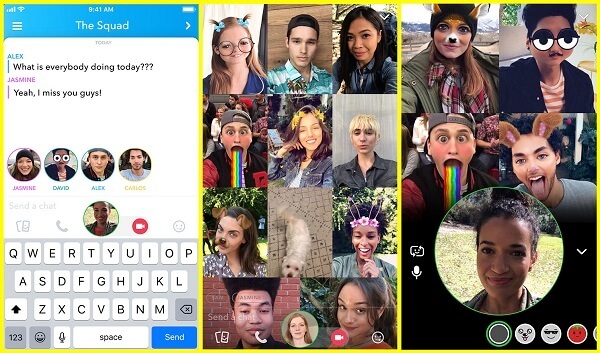 Snapchat uvaja skupinski video klepet za do 16 oseb.