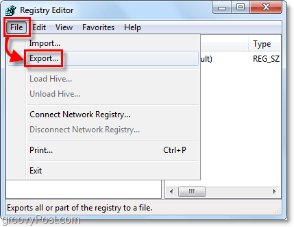 Windows 7 in izvoz registra izvoz