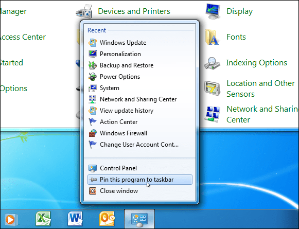 Nadzorna plošča Windows 7