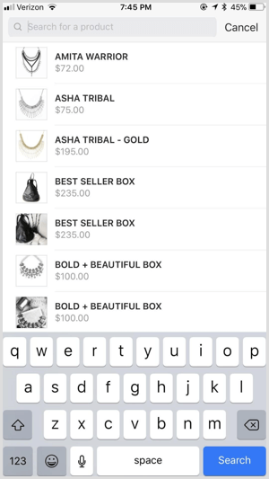 instagram shoppable post oznaka izdelka izberite element