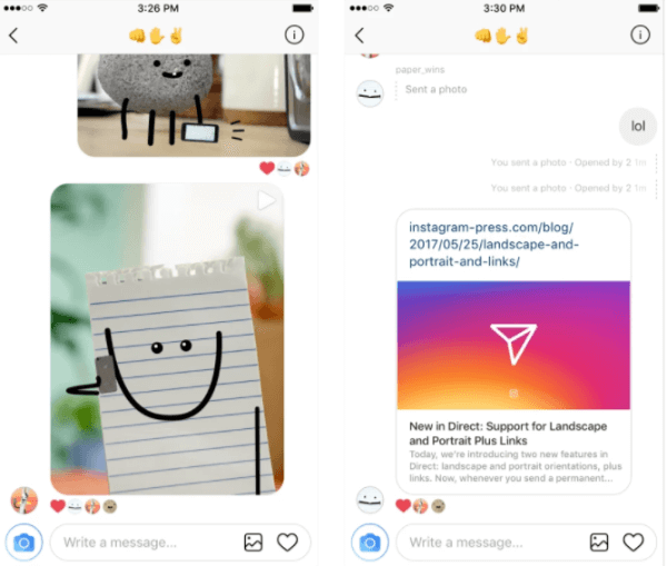  Instagram je dodal podporo za spletne povezave v Direct in zdaj uporabnikom omogoča, da za sliko izberejo ležečo in pokončno usmeritev
