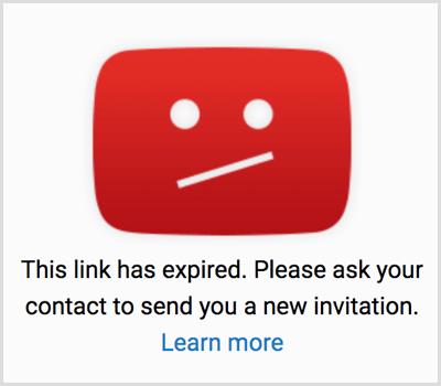 Povezava do YouTube povabila je potekla