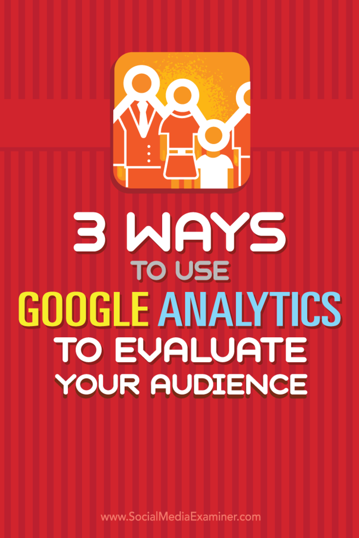 Nasveti o treh načinih ocenjevanja občinstva in taktik s storitvijo Google Analytics.