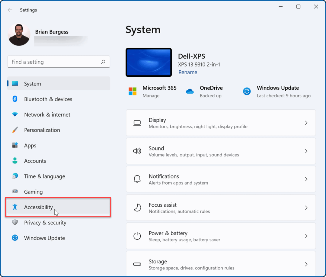 Dostopnost nastavitev sistema Windows 11