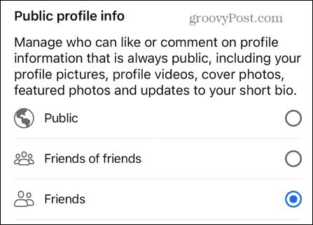 informacije o javnem profilu na facebooku