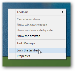 zaklepanje Windows 8 opravilne vrstice