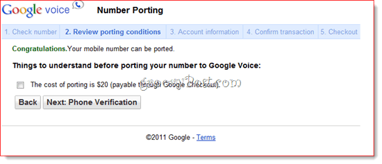 Priloži številko obstoječe številke v Google Voice