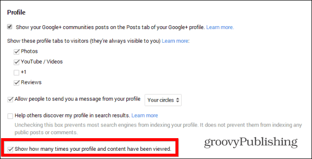 Nasvet v storitvi Google+: Skrijte število ogledov svojega profila