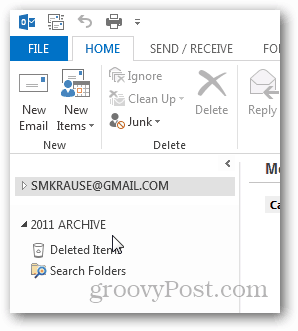 kako ustvariti pst datoteko za Outlook 2013 - nov pst