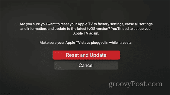 ponastavite Apple TV