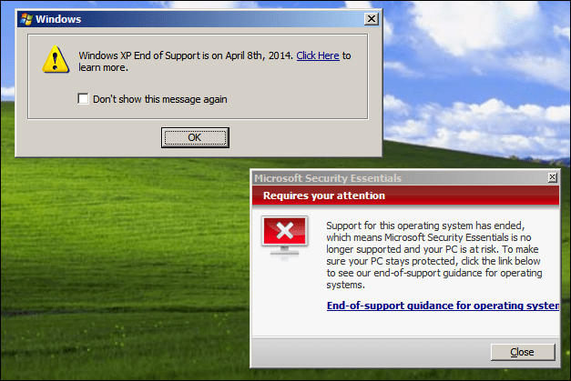 Microsoftovo posodabljanje varnostnih osnov XP za omejen čas