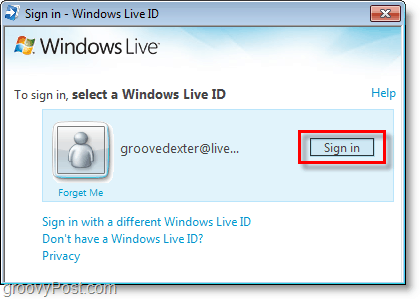 se prijavite v bing bar s svojim Windows Live ID-jem
