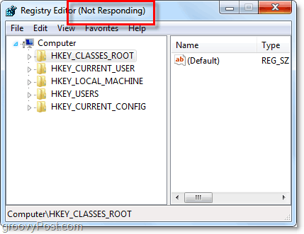 urejevalnik registra se ne odziva v operacijskem sistemu Windows 7 in Vista