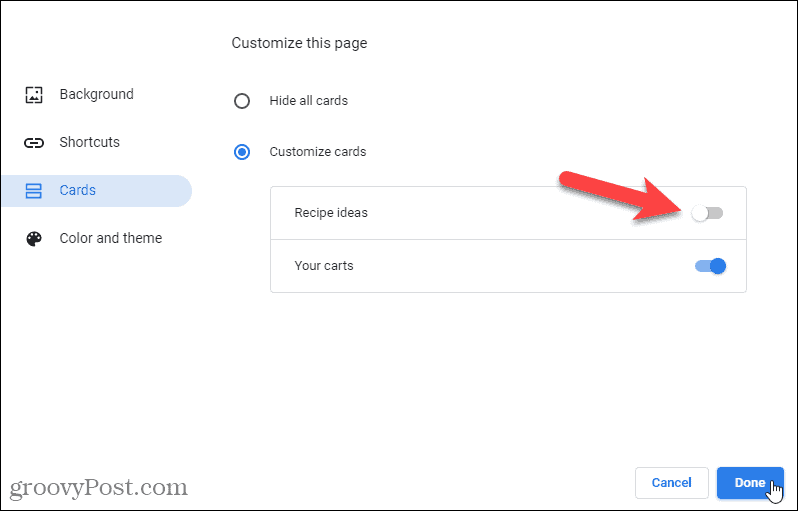 Prilagodite kartice na strani novega zavihka Chrome
