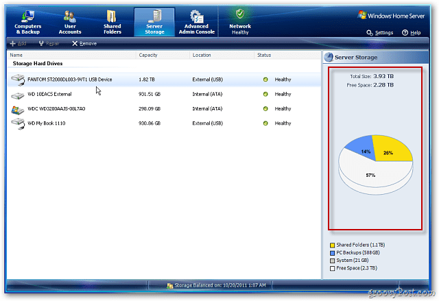 Domači strežnik Windows: Dodajte zunanji trdi disk, da povečate prostor za shranjevanje