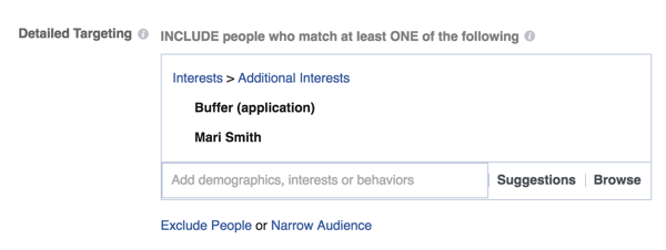 V upravitelju oglasov Facebook nastavite posebne možnosti ciljanja.