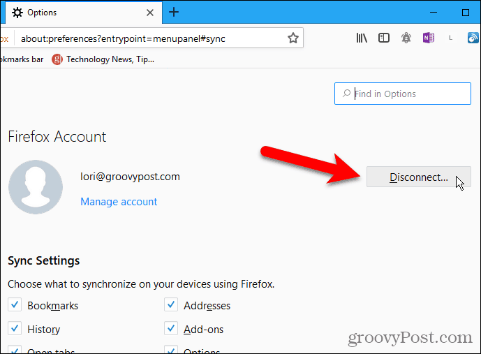 V Firefoxu za Windows kliknite Prekini povezavo