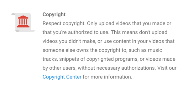 YouTube-ov pravilnik o avtorskih pravicah je jasno naveden.