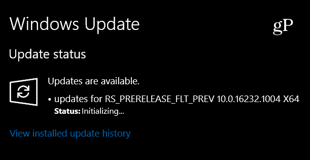 Objavljena je različica Windows 10 Insider Preview Build 16232.1004, le manjša posodobitev
