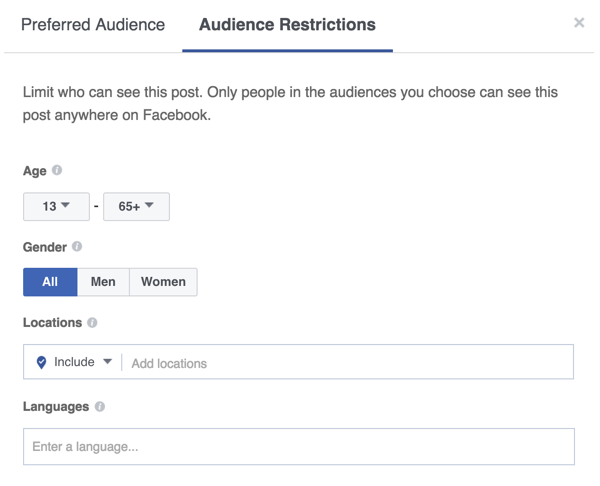 Vidnost objave na Facebooku lahko tudi zožite.