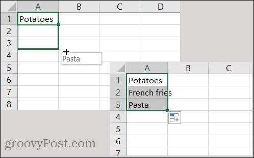 Excel samodejno izpolnite seznam po meri