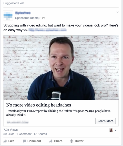 facebook video oglas v viru novic