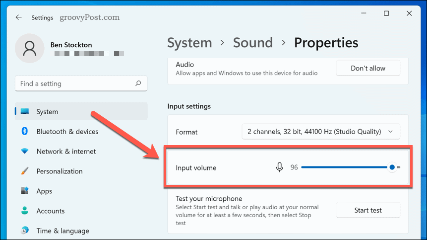 Konfiguriranje nastavitev glasnosti mikrofona v sistemu Windows 11