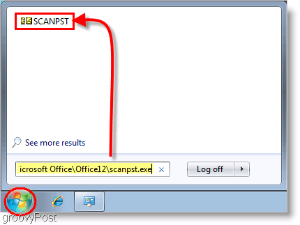 Posnetek zaslona - Outlook 2007 za zagon orodja za popravilo SCANPST
