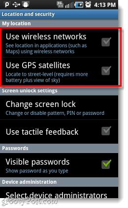 Android uporablja moja brezžična omrežja gps satelite