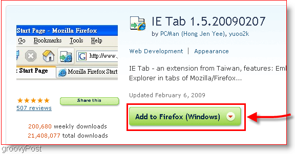 Prenesite IE zavihek za Firefox