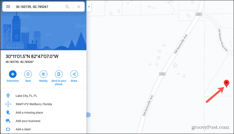 Podrobnosti o lokaciji Google Maps Online
