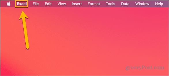 mac excel meni