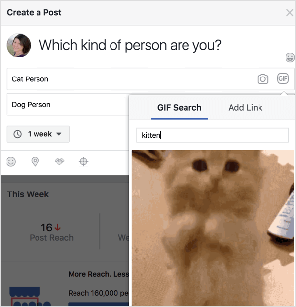 Facebook anketa GIF Iskanje