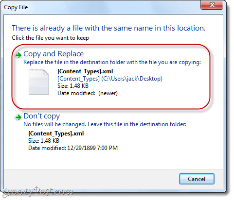 zamenjajte .xml datoteke v operacijskem sistemu Windows 7