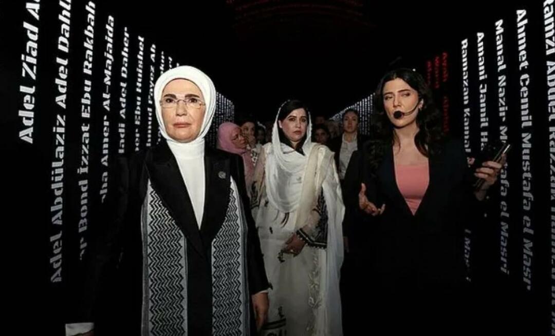 Prva dama Erdoğan je skupaj z ženami voditeljev obiskala razstavo 'Gaza: Resisting Humanity'!