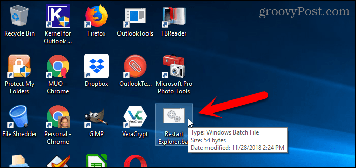 Zaženite paketno datoteko na namizju Windows 10