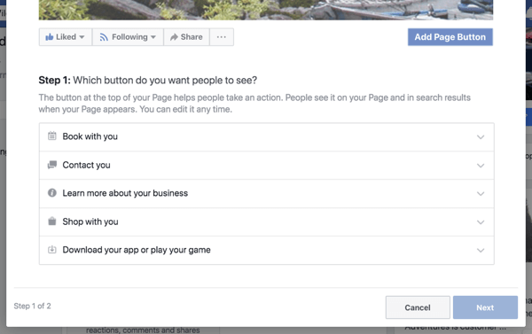 Korak 1, da ustvarite gumb za poziv k dejanju na vaši poslovni strani Facebook.