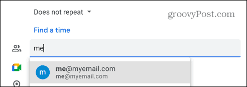 google koledar predlagan e-poštni naslov