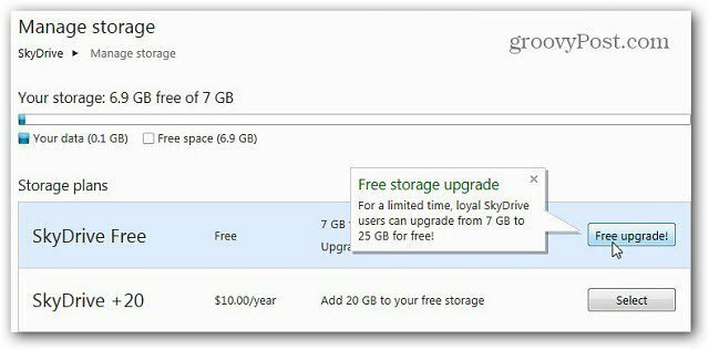 Windows SkyDrive: Zahtevajte 25 GB prostora, preden se zmanjša na 7 GB