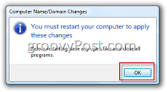Windows Vista Pridružite se potrditvi domene Active Directory AD in znova zaženite računalnik