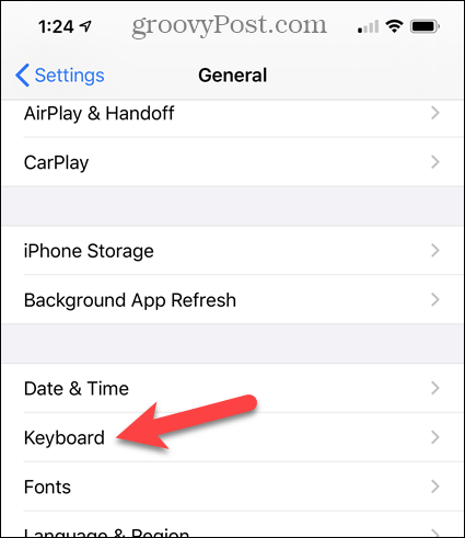 V nastavitvah iPhone tapnite tipkovnico