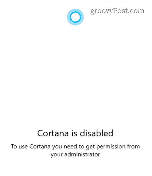 Cortana je onemogočena