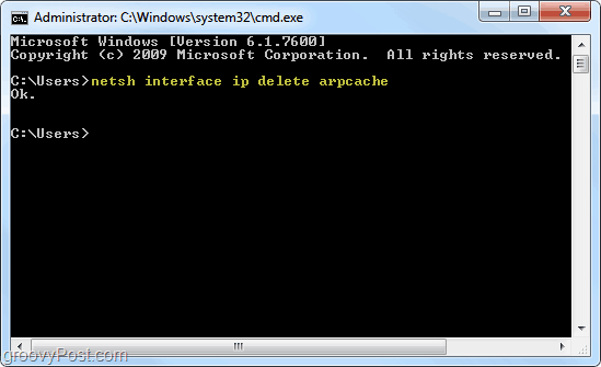 arp predpomnilnik v operacijskem sistemu Windows 7
