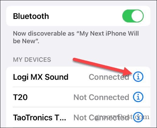 spremenite ime bluetooth na iPhone